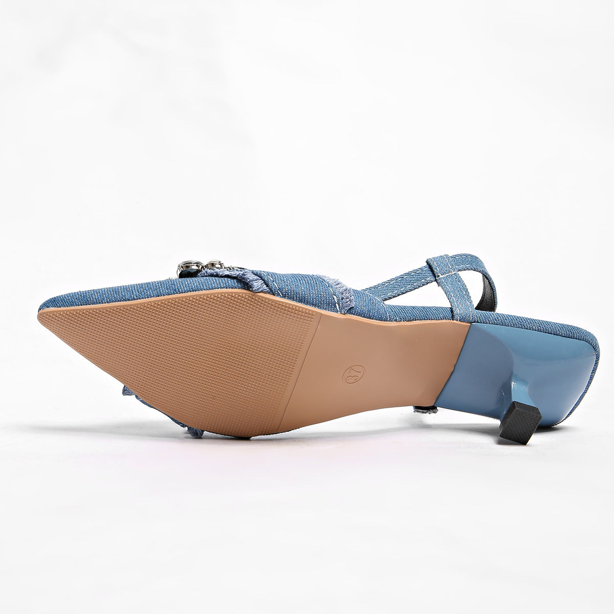 Daş-Qaşlı Denim Hündürdaban Sandallar