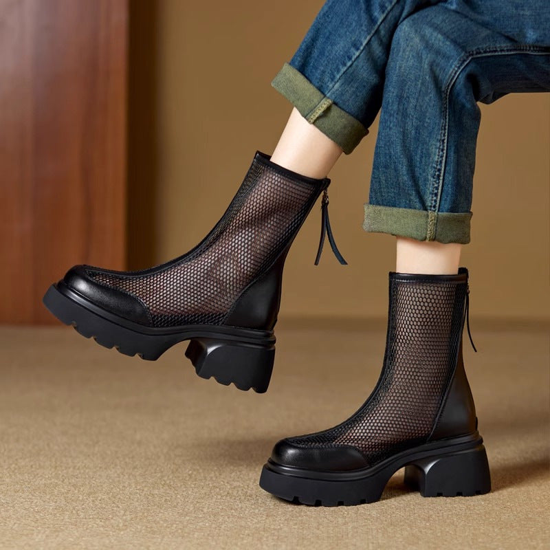 Summer Breathable Mesh Platform Boot