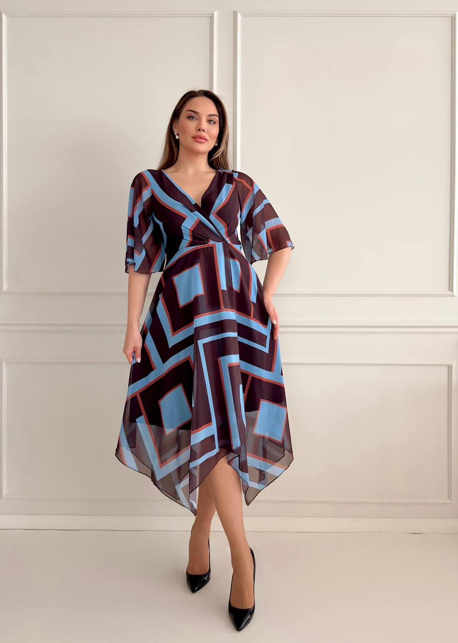 Gathered Geometric Dress